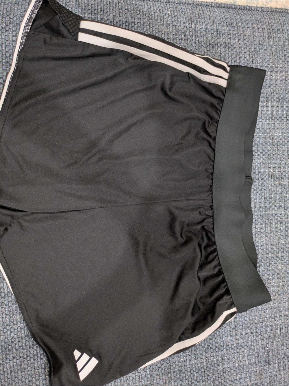 Adidas Black Athletic Shorts with White Stripes
